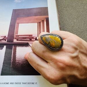 Bumblebee Jasper Sterling Silver Ring Boho